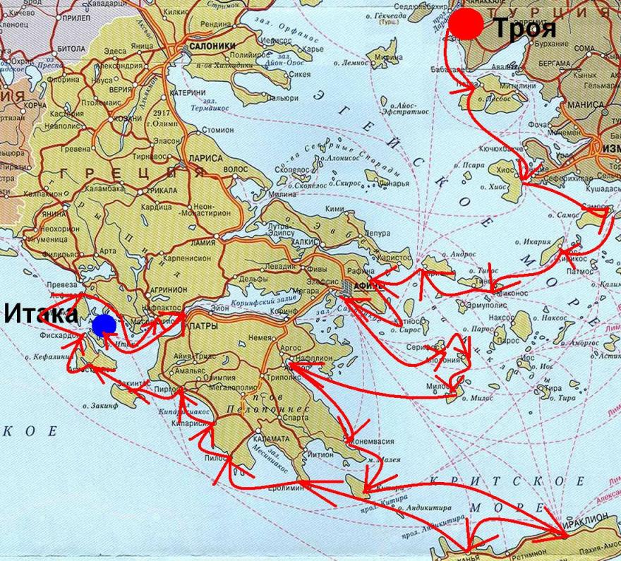 Карта древней греции итака
