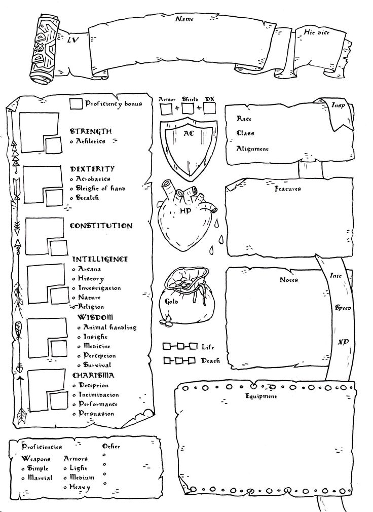 Pathfinder бланк персонажа электронный вариант