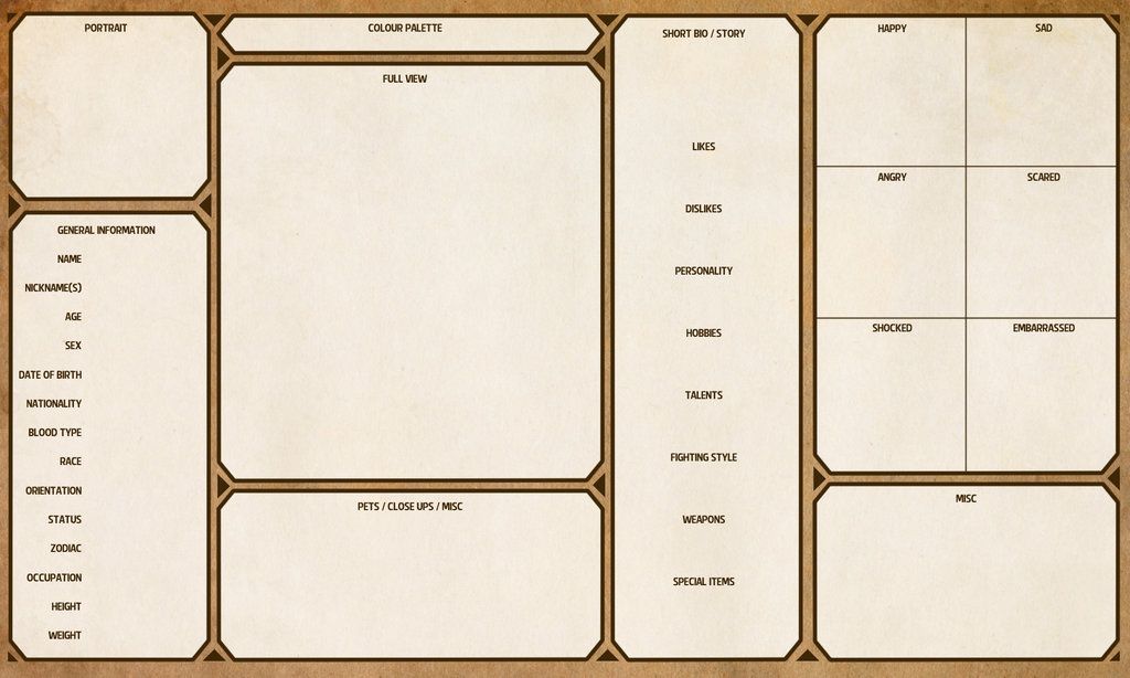 Character template. Карточка персонажа. Карточки для создания персонажа. Референс лист персонажа. Лист персонажа для референса.