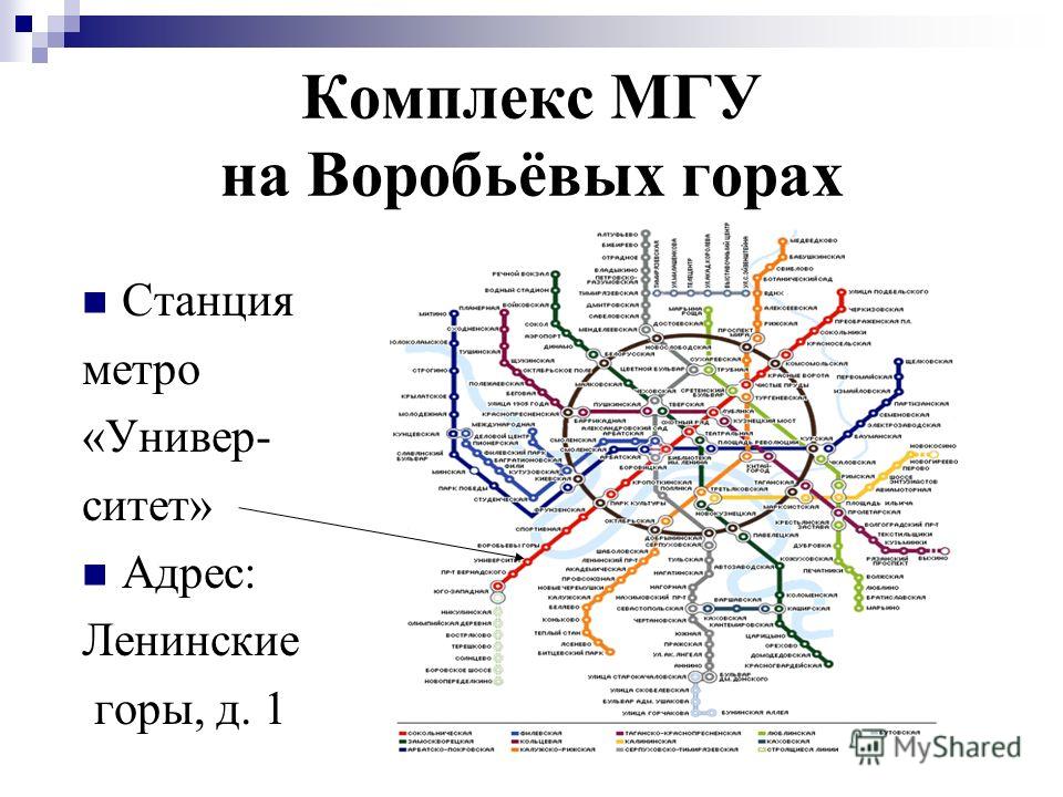 Воробьевы горы метро схема