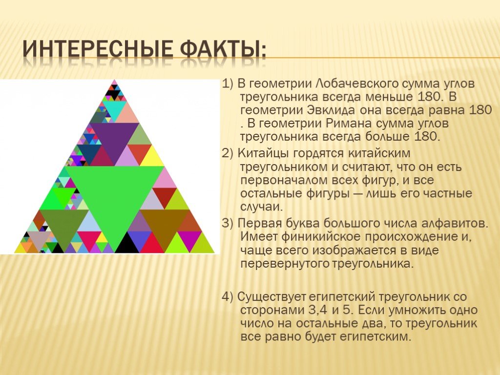 Треугольники геометрия 6 класс. Интересные факты о треугольнике. Интересная геометрия. Интересные факты о геометрии. Факты о треугольниках.