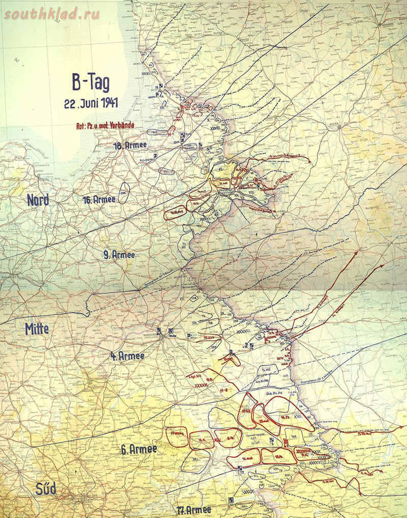 Карта плана «Барбаросса» на 22 июня 1941 г.