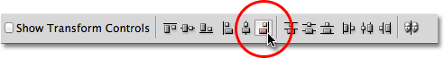 The Align Right Edges option in the Options Bar in Photoshop. 