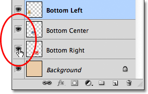Turning on the Bottom Center and Bottom Right layers in the document. 