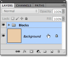 Selecting the layer group and the Background layer at once. 