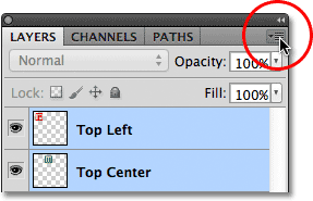 The Layers panel menu icon in Photoshop. 