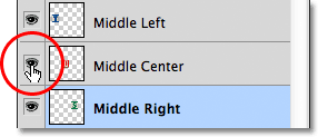 Turning on the Middle Center layer in the document. 