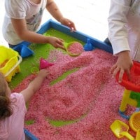 Rice Sensory Play how to set up a sensory rice table or tub
